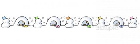 給食･栄養向け雪だるま 飾りけい無料イラストお試しフリー素材(カット)