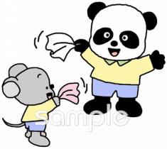 給食･栄養向けハンカチを振る無料イラストお試しフリー素材(カット)