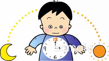 給食･栄養向け体内時計無料イラストお試しフリー素材(カット)