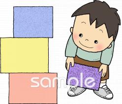 給食･栄養向け子ども 片づける無料イラストお試しフリー素材(カット)