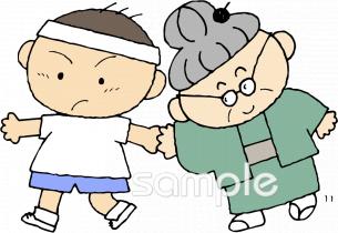 給食･栄養向けおばあさん 借り物競走無料イラストお試しフリー素材(カット)