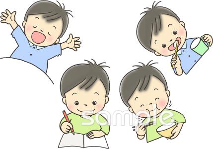 給食･栄養向け規則正しい生活無料イラストお試しフリー素材(カット)