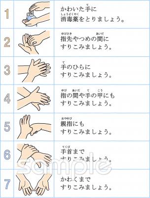 給食･栄養向け手指の消毒無料イラストお試しフリー素材(カット)