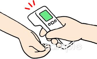 給食･栄養向け非接触式体温計無料イラストお試しフリー素材(カット)