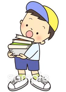 給食･栄養向け子ども 本 片づける無料イラストお試しフリー素材(カット)