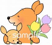 給食･栄養向け親子 カンガルー無料イラストお試しフリー素材(カット)