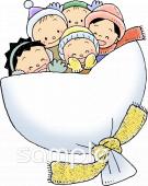 給食･栄養向けこども ニット帽 マフラー無料イラストお試しフリー素材(カット)