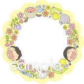 給食･栄養向け丸フレーム無料イラストお試しフリー素材(カット)