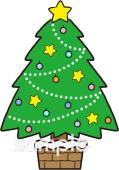 給食･栄養向けクリスマスツリー 12月の壁面飾り無料イラストお試しフリー素材(カット)