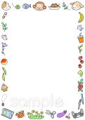 給食･栄養向けかわいい飾り枠無料イラストお試しフリー素材(カット)