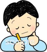 給食･栄養向け勉強 考える無料イラストお試しフリー素材(カット)