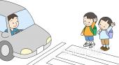 給食･栄養向け横断歩道 手をあげる無料イラストお試しフリー素材(カット)