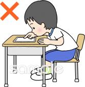 給食･栄養向け姿勢を正しく タブレット無料イラストお試しフリー素材(カット)