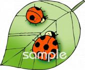 音楽の先生向け葉っぱ テントウムシ無料イラストお試しフリー素材(カット)