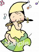 音楽の先生向け妖精 笛を吹く無料イラストお試しフリー素材(カット)