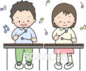 音楽の先生向け木琴 演奏する無料イラストお試しフリー素材(カット)