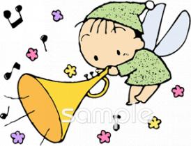 音楽の先生向け妖精 ラッパ無料イラストお試しフリー素材(カット)