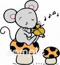 音楽の先生向けねずみ きのこ無料イラストお試しフリー素材(カット)