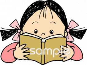 音楽の先生向け女の子 本を読む無料イラストお試しフリー素材(カット)