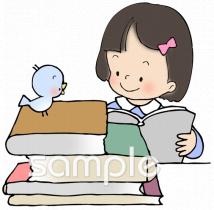 音楽の先生向け本を選ぶ無料イラストお試しフリー素材(カット)