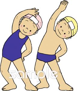 音楽の先生向けプール 準備体操無料イラストお試しフリー素材(カット)