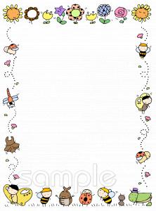 音楽の先生向け花 枠 昆虫無料イラストお試しフリー素材(カット)