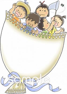 音楽の先生向け夏 こどもの花束無料イラストお試しフリー素材(カット)