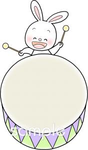 音楽の先生向け太鼓 うさぎ無料イラストお試しフリー素材(カット)