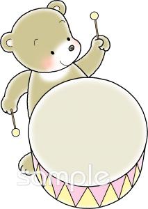 音楽の先生向け太鼓 クマ無料イラストお試しフリー素材(カット)