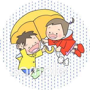 音楽の先生向け雨の日無料イラストお試しフリー素材(カット)