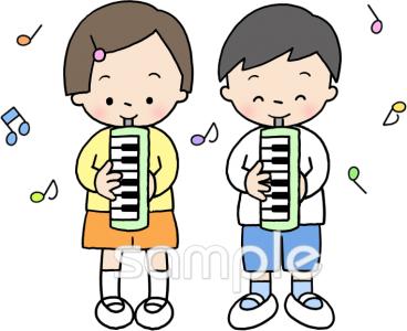 音楽の先生向け演奏 鍵盤ハーモニカ無料イラストお試しフリー素材(カット)