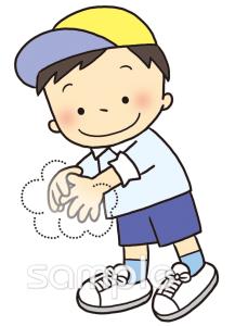 音楽の先生向け手を洗う 男の子無料イラストお試しフリー素材(カット)