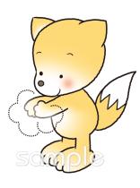 音楽の先生向け手を洗う キツネ無料イラストお試しフリー素材(カット)