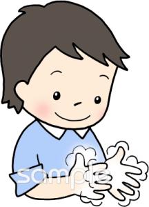 音楽の先生向け子ども 手を洗う無料イラストお試しフリー素材(カット)