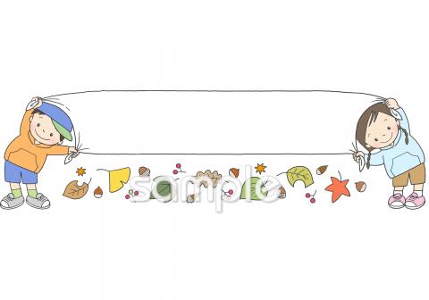 音楽の先生向け秋 横長枠無料イラストお試しフリー素材(カット)