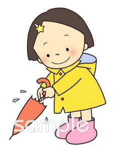 音楽の先生向け女の子 レインコート無料イラストお試しフリー素材(カット)