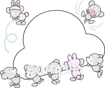 音楽の先生向けネズミ 鏡もち無料イラストお試しフリー素材(カット)