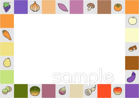 音楽の先生向け野菜 くだもの 枠無料イラストお試しフリー素材(カット)