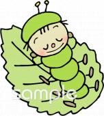 音楽の先生向けアオムシ無料イラストお試しフリー素材(カット)