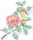 音楽の先生向け椿 花の精無料イラストお試しフリー素材(カット)