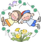 音楽の先生向けタンポポ 子ども 小鳥無料イラストお試しフリー素材(カット)