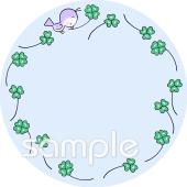 音楽の先生向けフレーム 小鳥 クローバー無料イラストお試しフリー素材(カット)
