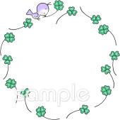 音楽の先生向けフレーム 小鳥 クローバー無料イラストお試しフリー素材(カット)