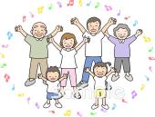 音楽の先生向けラジオ体操 家族無料イラストお試しフリー素材(カット)