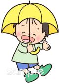 音楽の先生向け男の子 傘 6月の壁面飾り無料イラストお試しフリー素材(カット)