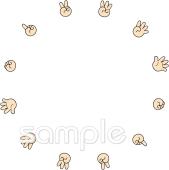 音楽の先生向け丸枠 ハンドサイン無料イラストお試しフリー素材(カット)