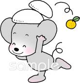 音楽の先生向けかがみもち ねずみ無料イラストお試しフリー素材(カット)