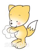 音楽の先生向け手を洗う キツネ無料イラストお試しフリー素材(カット)
