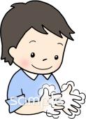 音楽の先生向け子ども 手を洗う無料イラストお試しフリー素材(カット)