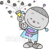 音楽の先生向けクラッカー ロボット無料イラストお試しフリー素材(カット)